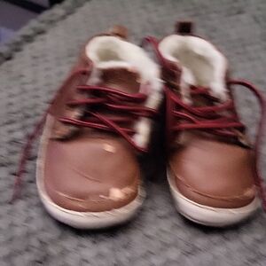 Brown Kids Shoes with Red Laces